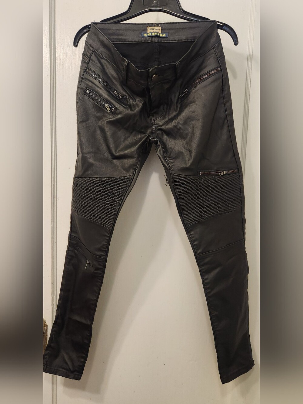 Black faux leather jeans